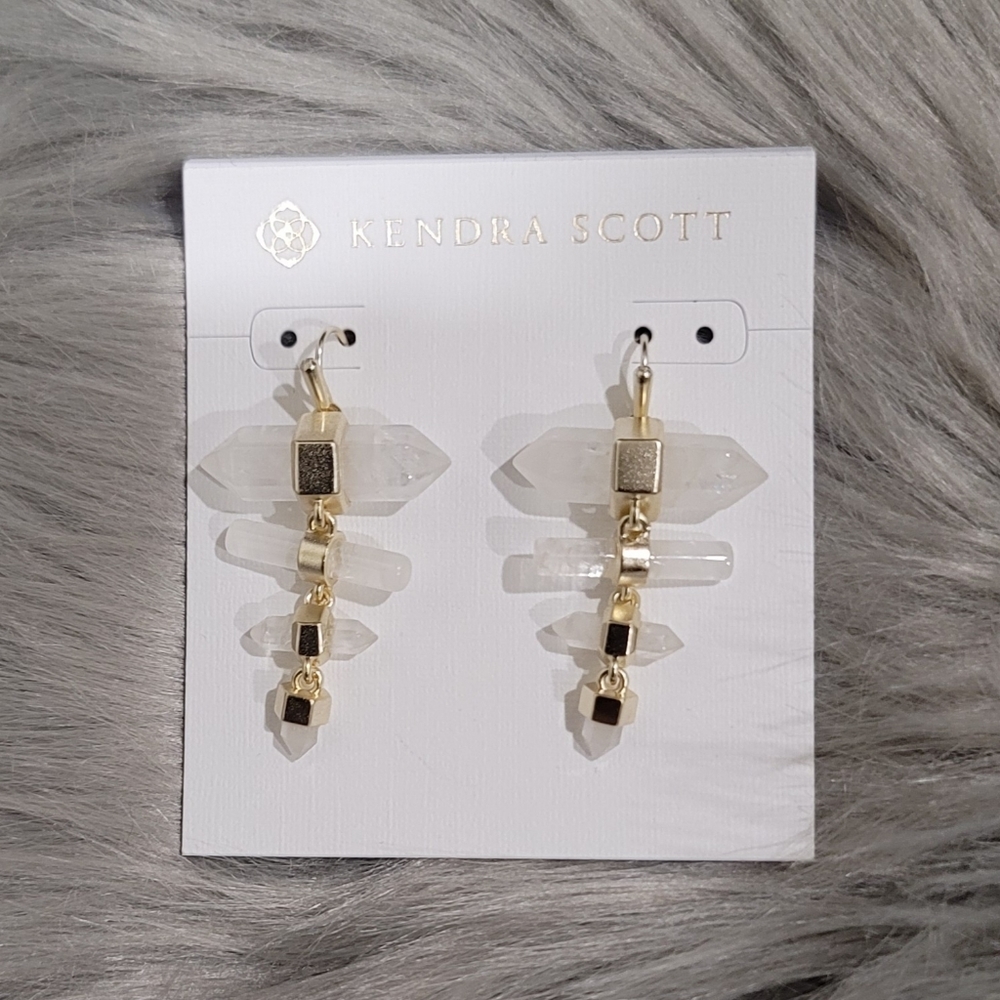 SOLD KENDRA Scott Gold Crystal Rock Earrings